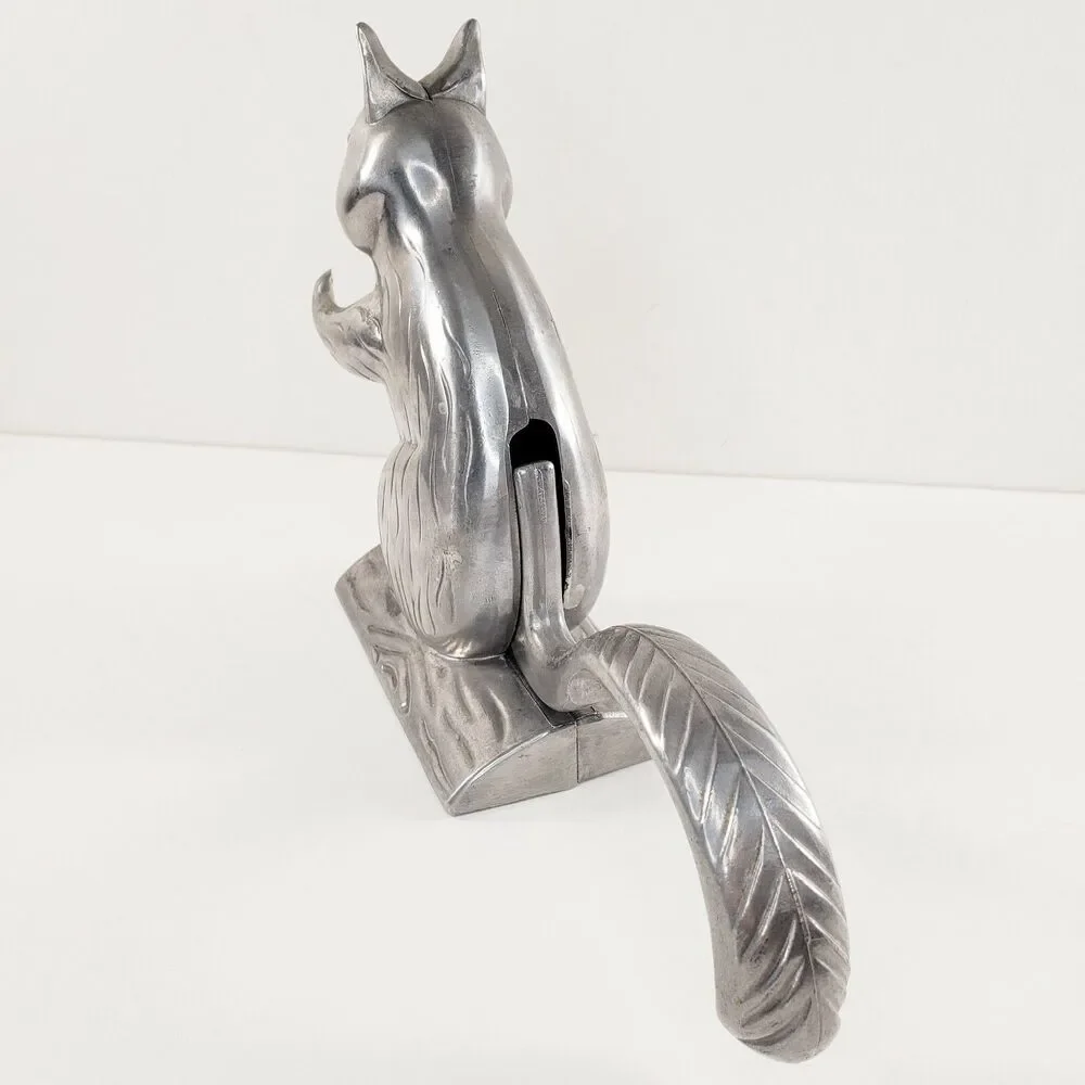 Squirrel Sitting on Log Nutcracker Cast Metal Animal Cabin Lodge Rustic Wildlife